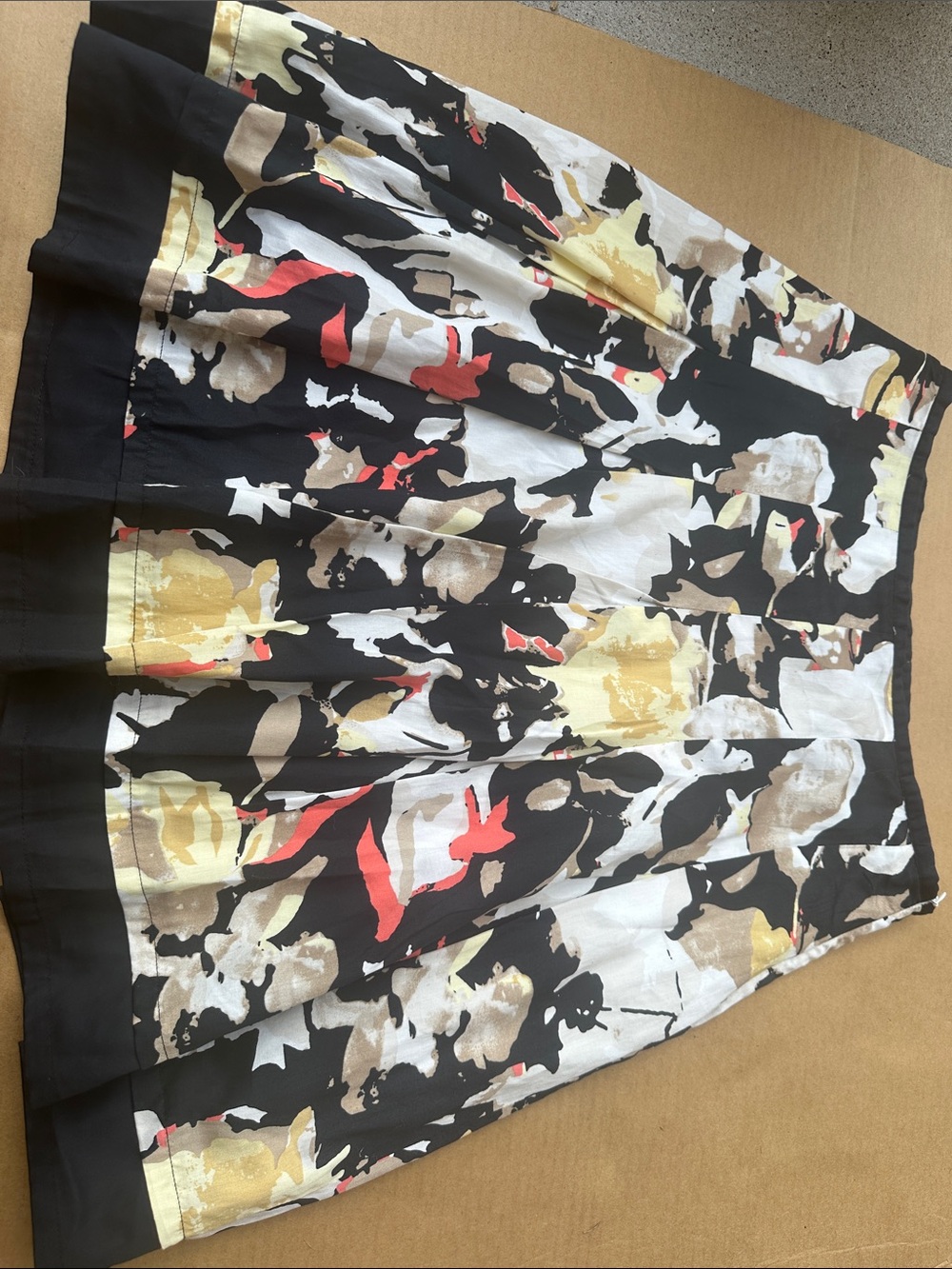Renuar Black, Cream & Yellow Abstract Circle Skirt